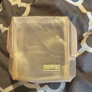 Kopari Rose Gold Metallic Cosmetic Pouch with Gold Trim